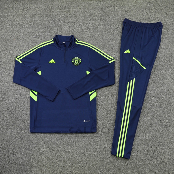 Tuta da Track di Felpa Manchester United 2022-2023 Blu e Verde
